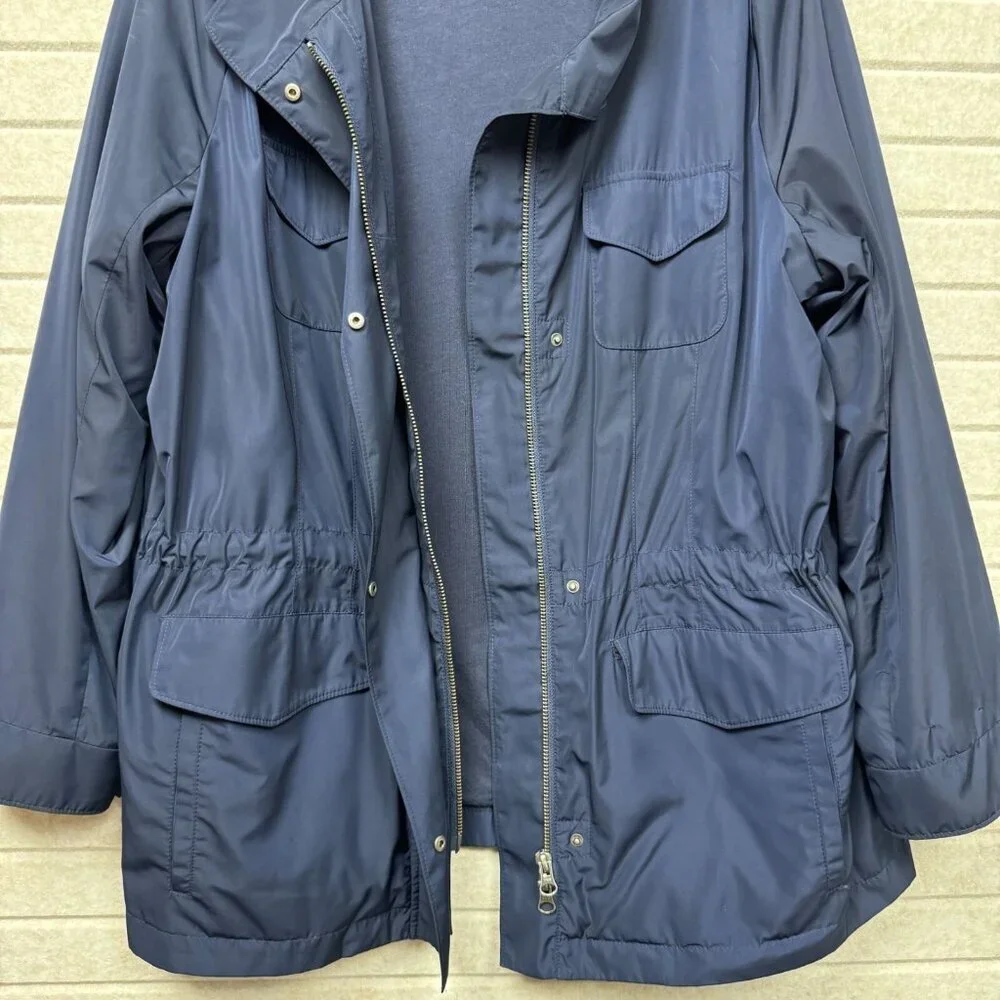 J Jill Womens Blue Zip Up Utility Jacket Drawstring Waist Front Pockets LP - Picture 3 of 14